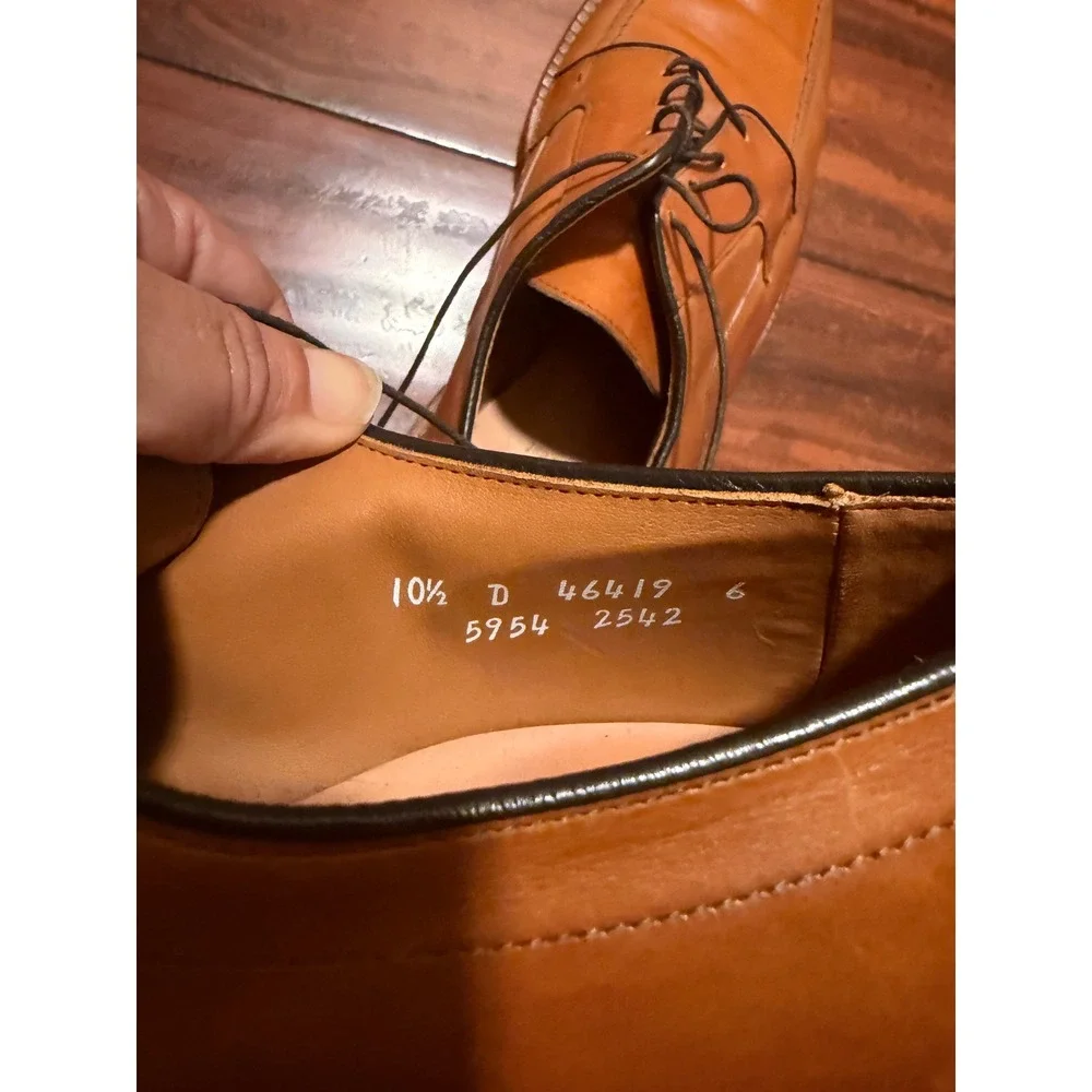 Allen Edmonds Hillcrest Tan Leather Bicycle Toe Derby Dress Shoes Mens 10.5 D